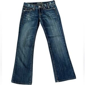 Miss Me Low Rise Distressed Bootcut Jeans